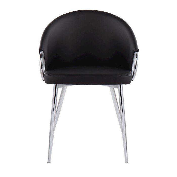 LumiSource Claire Chair in Silver Metal/Black PU