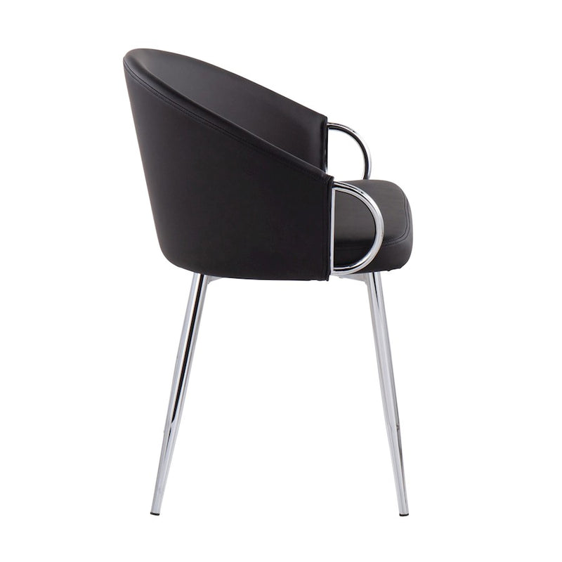 LumiSource Claire Dining Chair | Silver Metal and Black PU Leather | Contemporary Dining Room & Kitchen | 18 x 20.5 x 29.5 in | Model CH-CLAIRESVBK