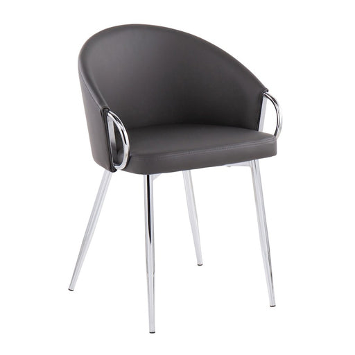 LumiSource Claire Chair in Silver Metal/Grey PU - CH-CLAIRESVGY