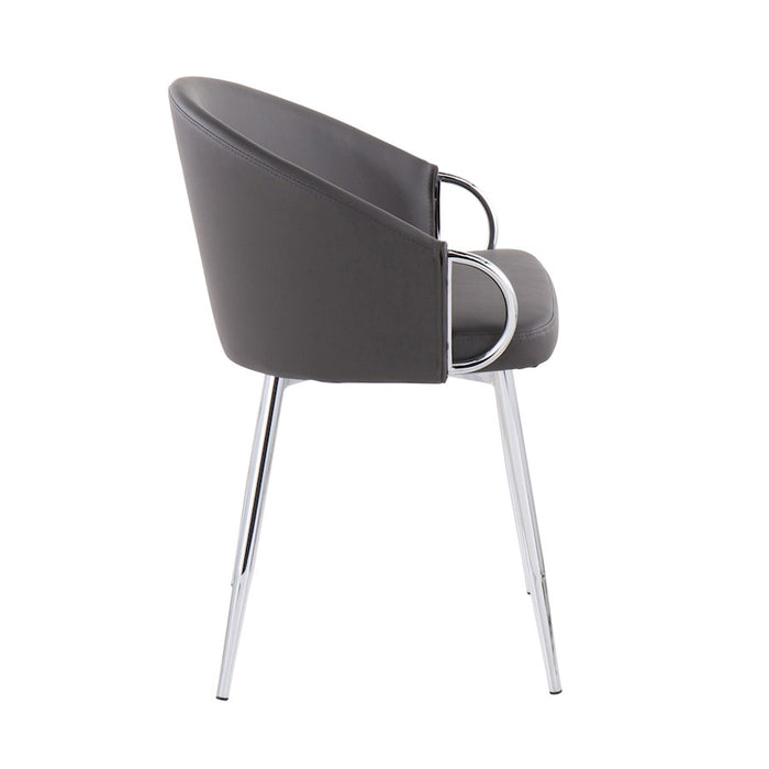 LumiSource Claire Chair in Silver Metal/Grey PU