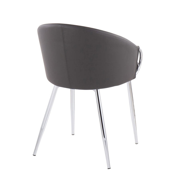 LumiSource Claire Chair in Silver Metal/Grey PU