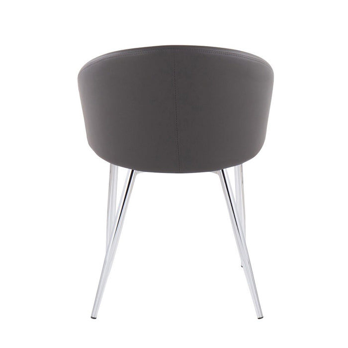 LumiSource Claire Chair in Silver Metal/Grey PU