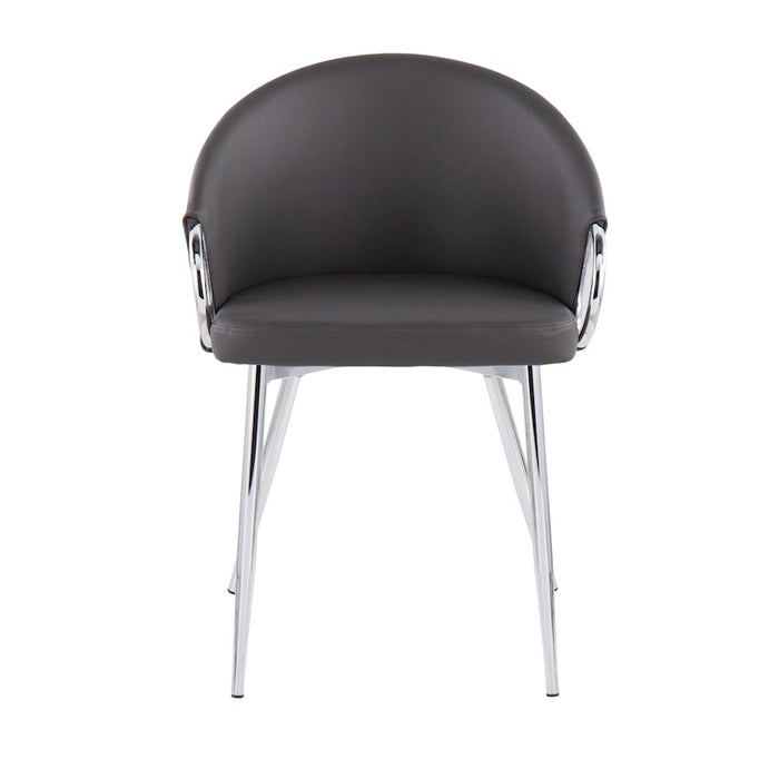 LumiSource Claire Chair in Silver Metal/Grey PU