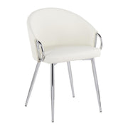 LumiSource Claire Chair in Silver Metal/White PU - CH-CLAIRESVW