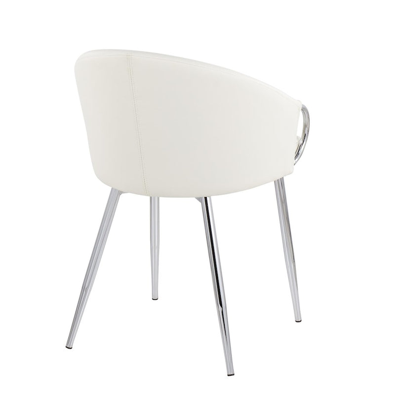 LumiSource Claire Chair in Silver Metal/White PU