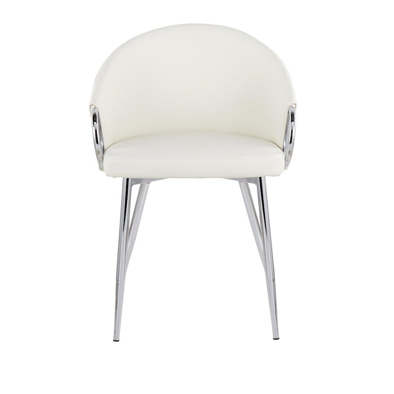 LumiSource Claire Chair in Silver Metal/White PU