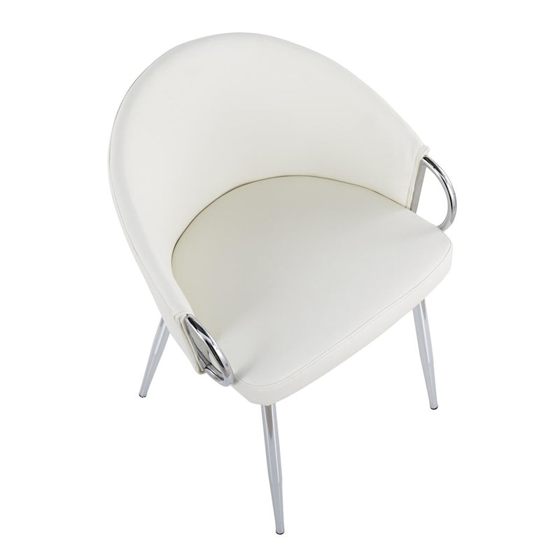 LumiSource Claire Chair in Silver Metal/White PU