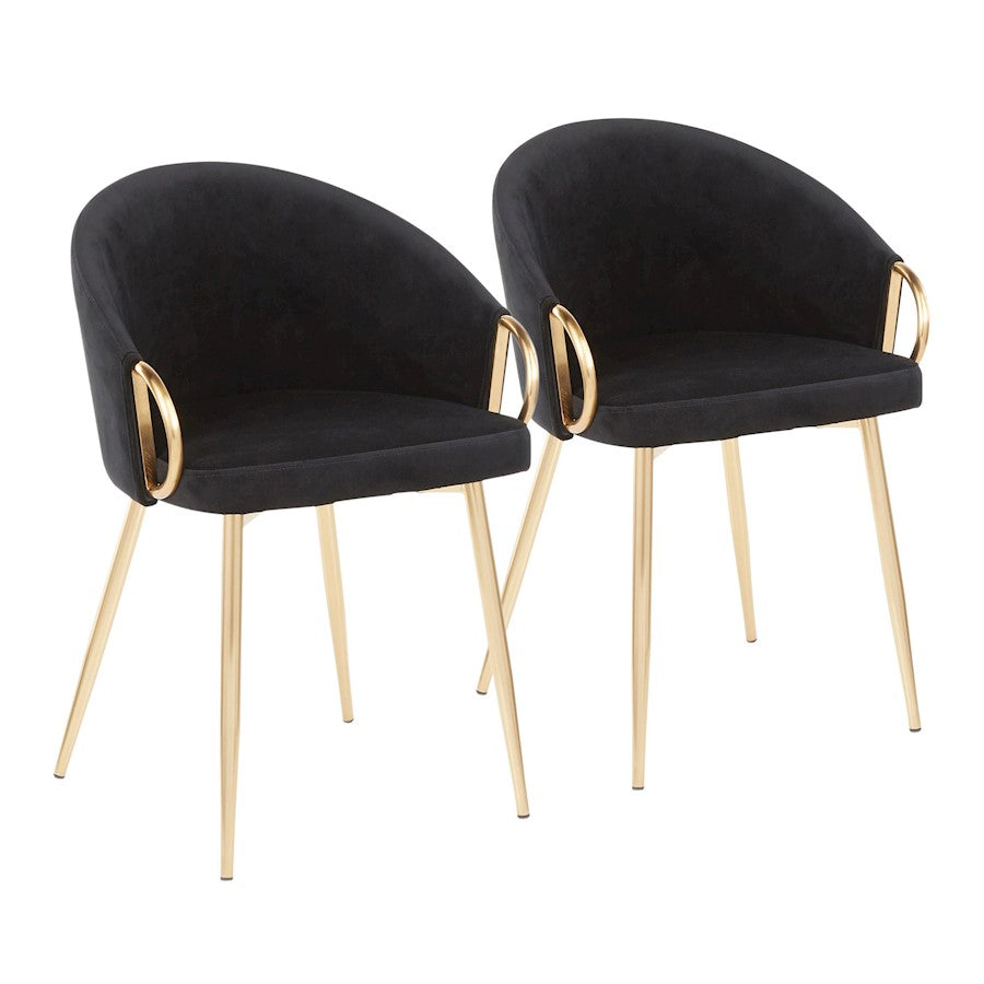 LumiSource Claire Chair, Set of 2, Gold Metal/Black Velvet - CH-CLAIREV2AUBK2
