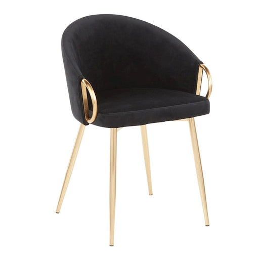LumiSource Claire Chair, Set of 2, Gold Metal/Black Velvet