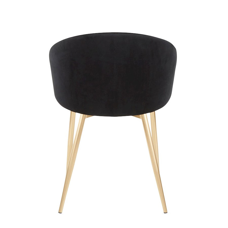 LumiSource Claire Set of 2 Dining Chair | Gold Metal and Black Velvet | Contemporary Dining Room & Kitchen | Model CH-CLAIREV2AUBK2