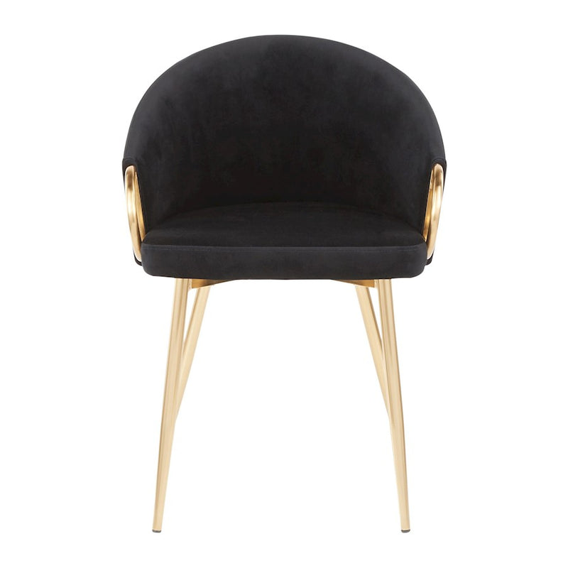 LumiSource Claire Set of 2 Dining Chair | Gold Metal and Black Velvet | Contemporary Dining Room & Kitchen | Model CH-CLAIREV2AUBK2