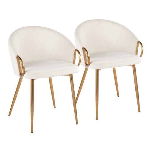 LumiSource Claire Chair, Set of 2, Gold Metal/Cream Velvet - CH-CLAIREV2AUCR2