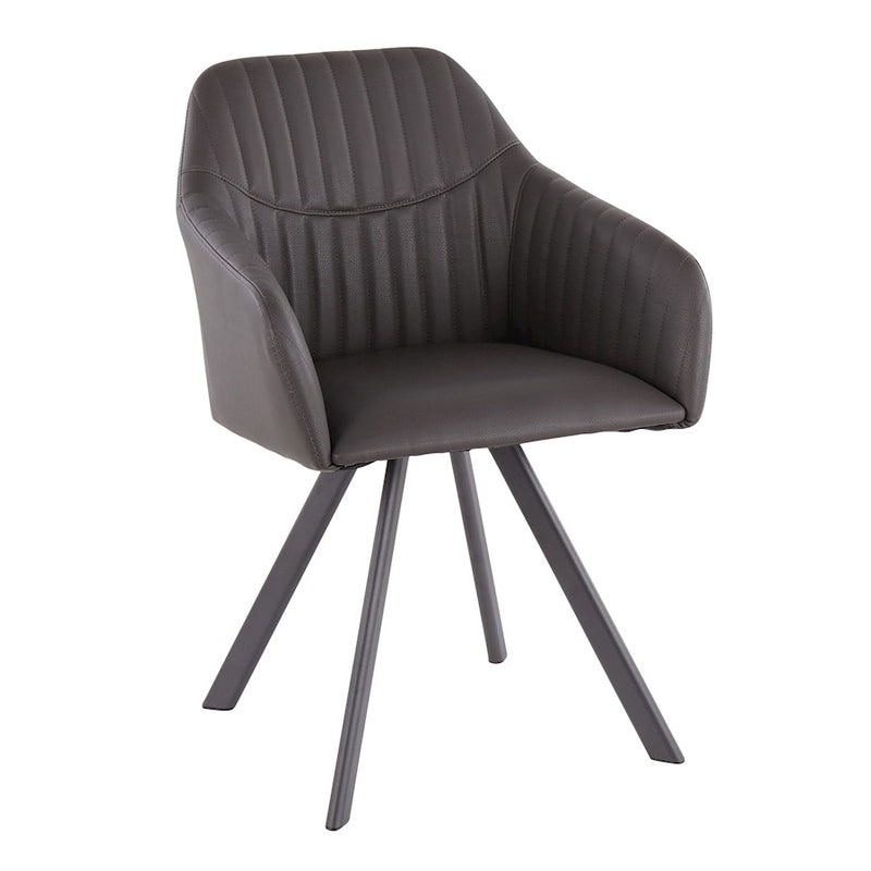 LumiSource Clubhouse Pleated Chair, Set of 2, Black/Charcoal PU