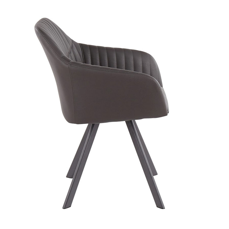 LumiSource Clubhouse Pleated Chair, Set of 2, Black/Charcoal PU