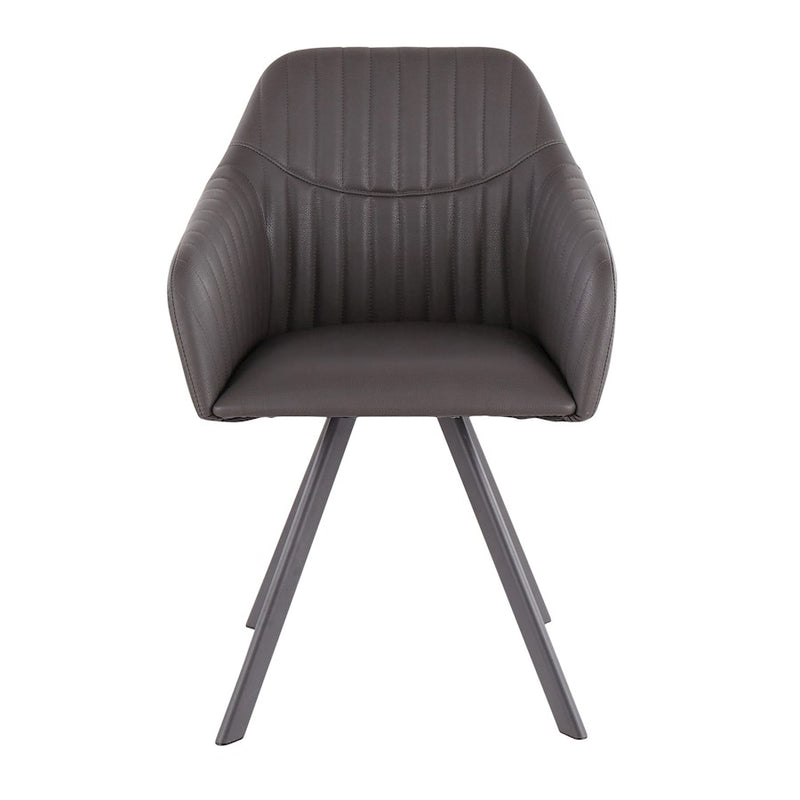 LumiSource Clubhouse Pleated Chair, Set of 2, Black/Charcoal PU