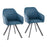 LumiSource Clubhouse Pleated Chair, Set of 2, Black/Teal PU - CH-CLBPBK-DTL2