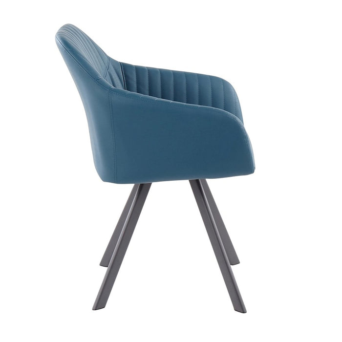 LumiSource Clubhouse Pleated Chair, Set of 2, Black/Teal PU