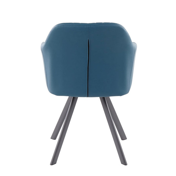 LumiSource Clubhouse Pleated Chair, Set of 2, Black/Teal PU