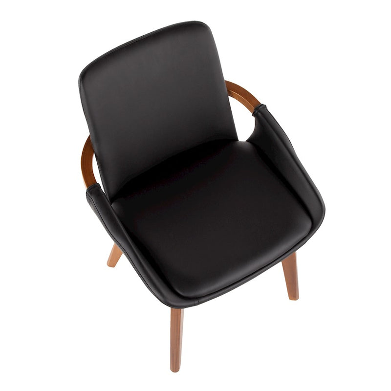 LumiSource Cosmo Chair | Mid-Century Walnut and Black Faux Leather | Dining Room & Kitchen Seating | 21 x 20 x 30.5 in | Model CH-COSMOWL-BK