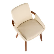 LumiSource Cosmo Chair | Mid-Century Walnut and Cream Faux Leather | Dining Room & Kitchen Seating | 21 x 20 x 30.5 in | Model CH-COSMOWL-CR