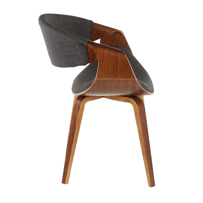 LumiSource Curvo Chair, Walnut Wood/Charcoal Fabric