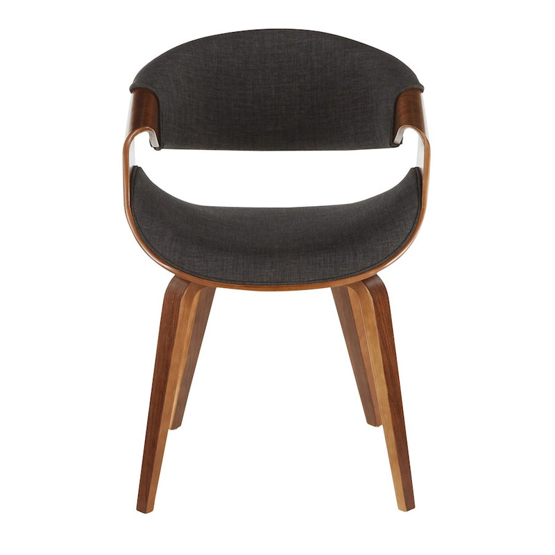 LumiSource Curvo Chair, Walnut Wood/Charcoal Fabric