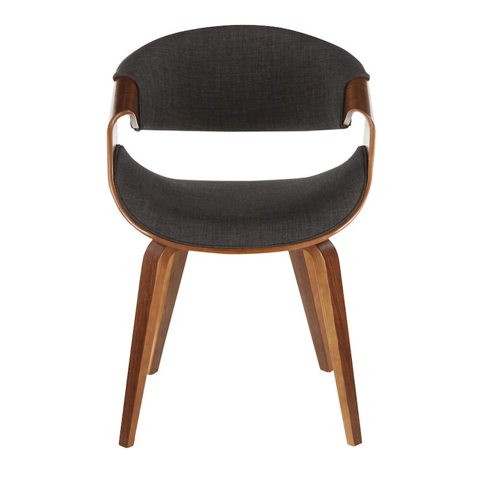 LumiSource Curvo Chair, Walnut Wood/Charcoal Fabric