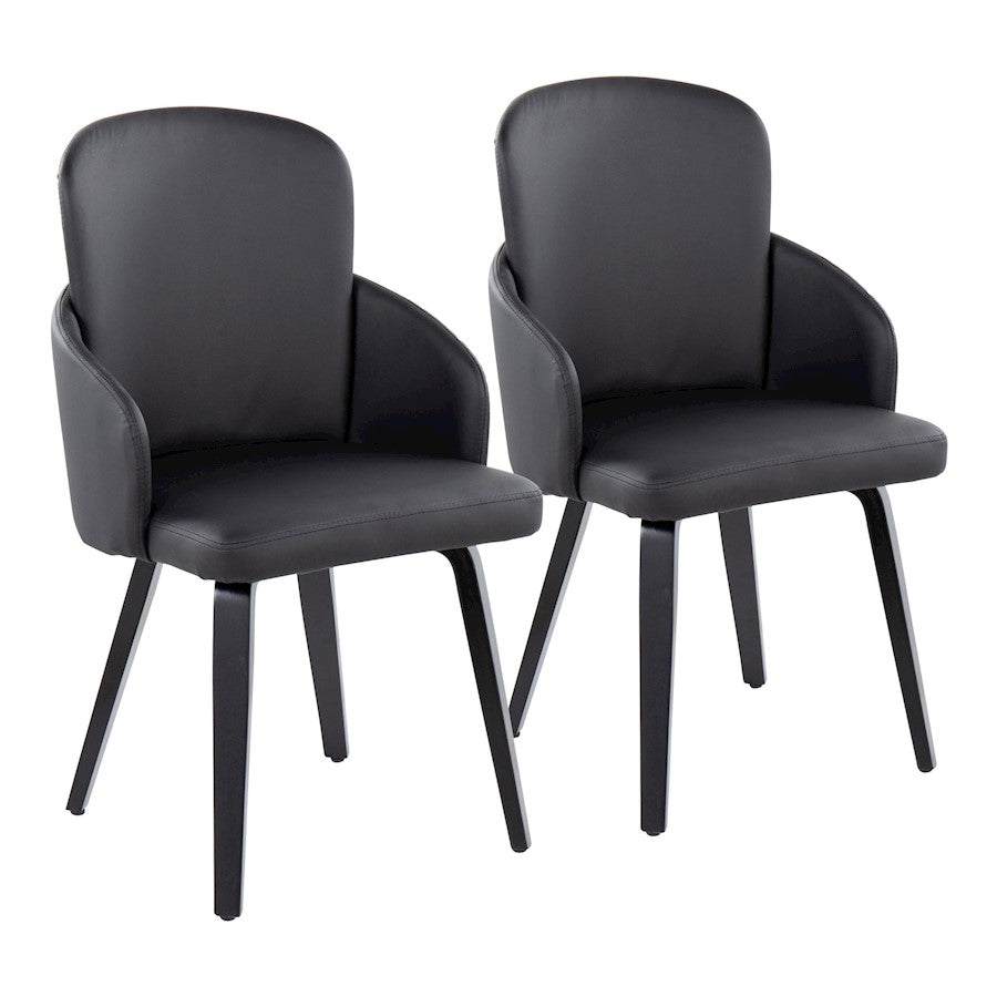 LumiSource Dahlia Dining Chair, Set/2, Black/Black Wood/CH - CH-DAHLIA2-WBKBK2
