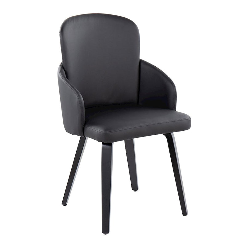 LumiSource Dahlia Dining Chair, Set of 2, Black/Black Wood/Chrome