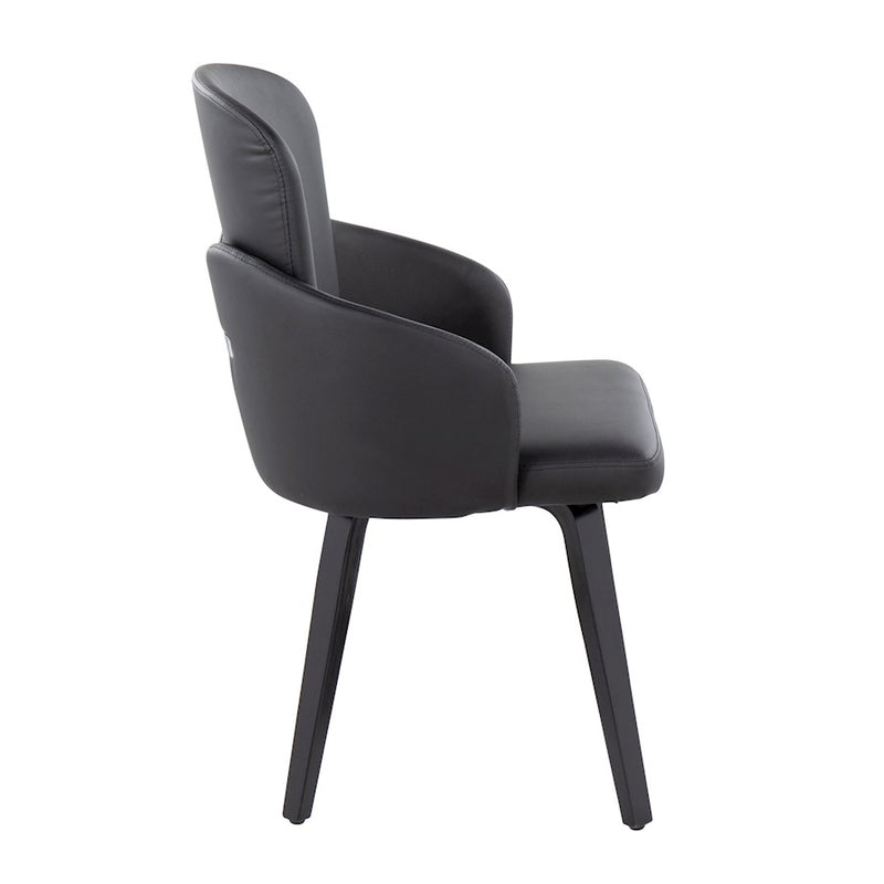 LumiSource Dahlia Dining Chair, Set of 2, Black/Black Wood/Chrome