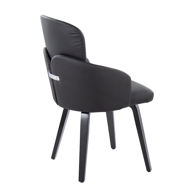 LumiSource Dahlia Dining Chair Set of 2 | Black PU and Black Wood/Chrome Metal | Dining Room & Kitchen Seating | Model CH-DAHLIA2-WBKBK2