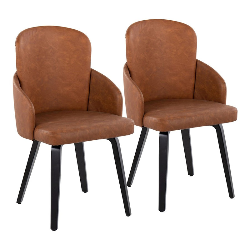 LumiSource Dahlia Dining Chair, Set/2, Black Wood/Camel/CH - CH-DAHLIA2-WBKCAM2