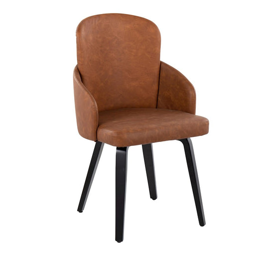 LumiSource Dahlia Dining Chair, Set of 2, Black Wood/Camel/Chrome