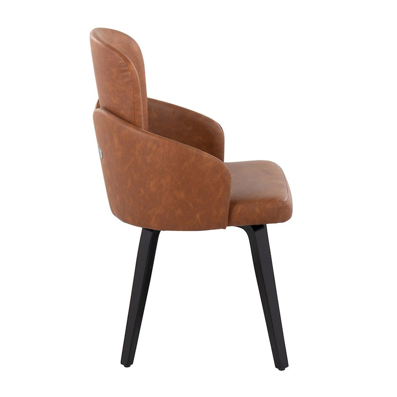 LumiSource Dahlia Dining Chair, Set of 2, Black Wood/Camel/Chrome