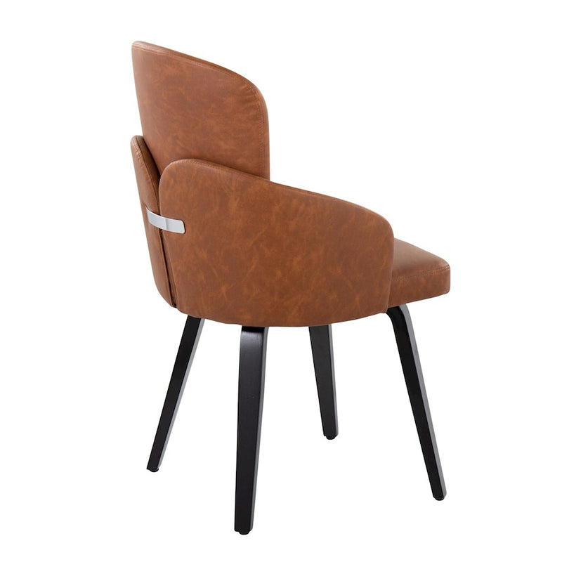LumiSource Dahlia Dining Chair, Set of 2, Black Wood/Camel/Chrome