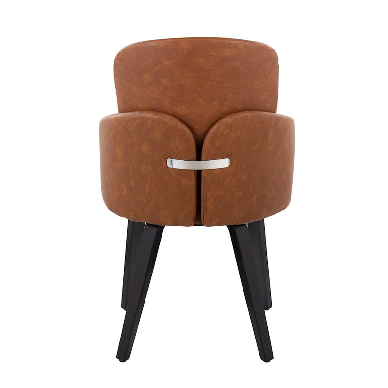 LumiSource Dahlia Dining Chair, Set of 2, Black Wood/Camel/Chrome