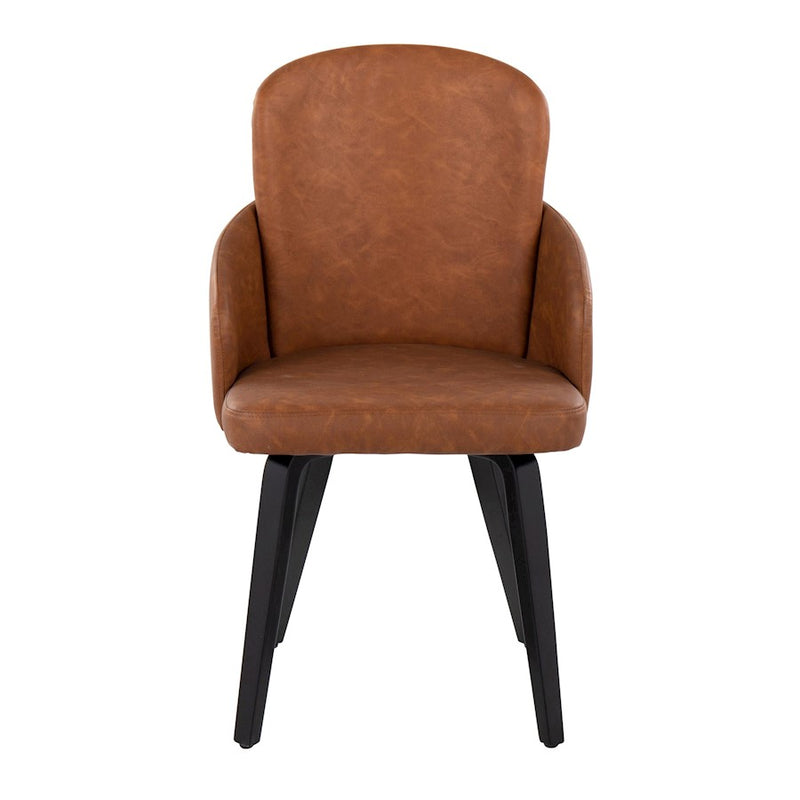 LumiSource Dahlia Dining Chair Set of 2 | Contemporary Black Wood and Camel PU with Chrome Metal | Kitchen & Dining Room | Model CH-DAHLIA2-WBKCAM2
