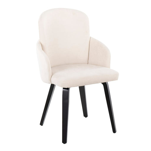 LumiSource Dahlia Dining Chair, Set of 2, Black Wood/Cream/Chrome