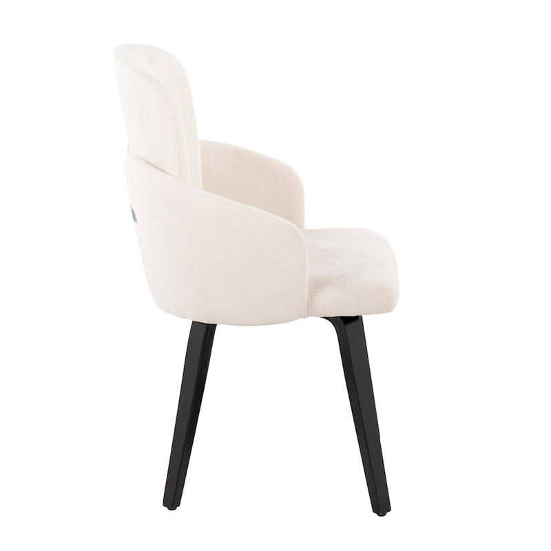 LumiSource Dahlia Dining Chair Set of 2 | Contemporary Black Wood and Cream Fabric with Chrome Metal | Kitchen & Dining | Model CH-DAHLIA2-WBKFCR2