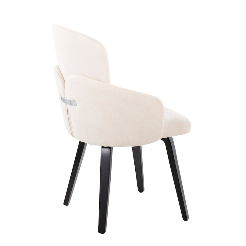 LumiSource Dahlia Dining Chair, Set of 2, Black Wood/Cream/Chrome