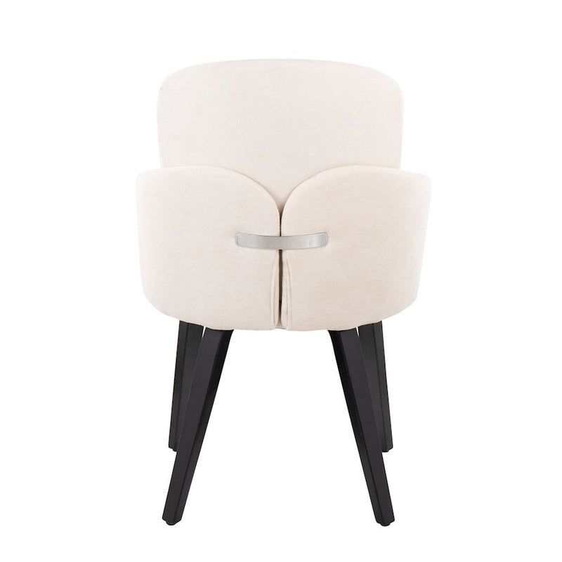 LumiSource Dahlia Dining Chair, Set of 2, Black Wood/Cream/Chrome