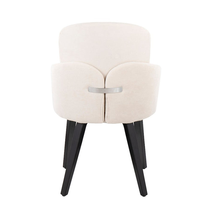 LumiSource Dahlia Dining Chair, Set of 2, Black Wood/Cream/Chrome