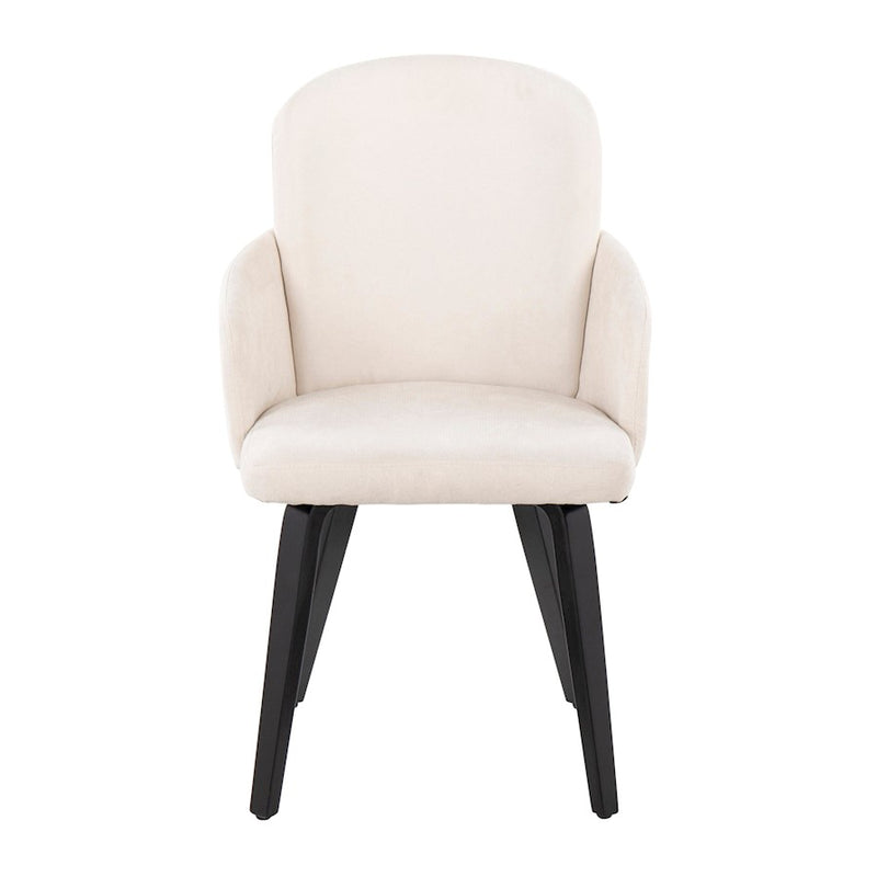 LumiSource Dahlia Dining Chair, Set of 2, Black Wood/Cream/Chrome