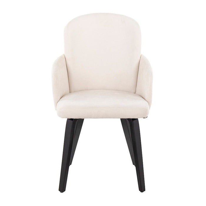 LumiSource Dahlia Dining Chair, Set of 2, Black Wood/Cream/Chrome