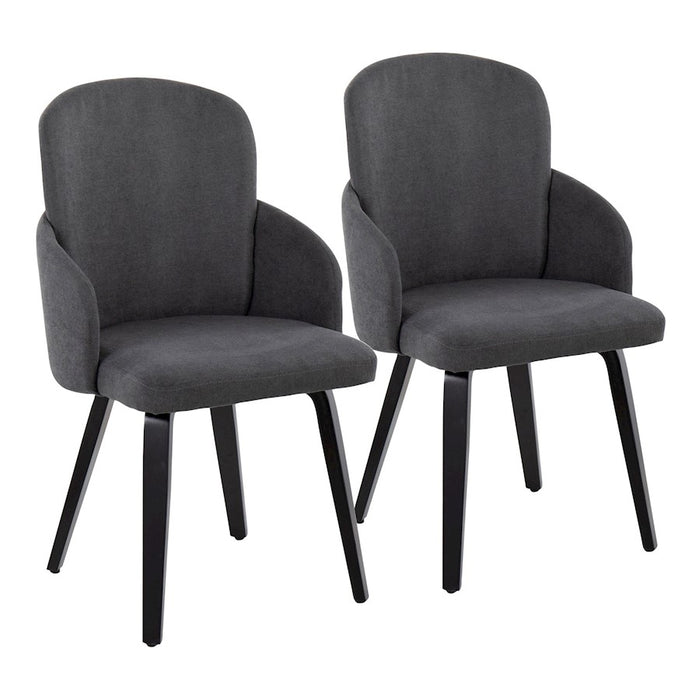 LumiSource Dahlia Dining Chair, Set/2, Black Wood/GY/CH - CH-DAHLIA2-WBKFGY2