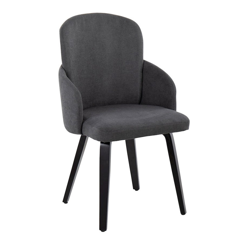 LumiSource Dahlia Dining Chair, Set of 2, Black Wood/GY/Chrome