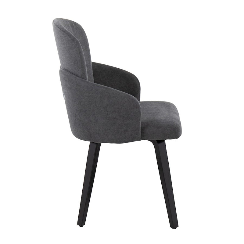 LumiSource Dahlia Dining Chair, Set of 2, Black Wood/GY/Chrome
