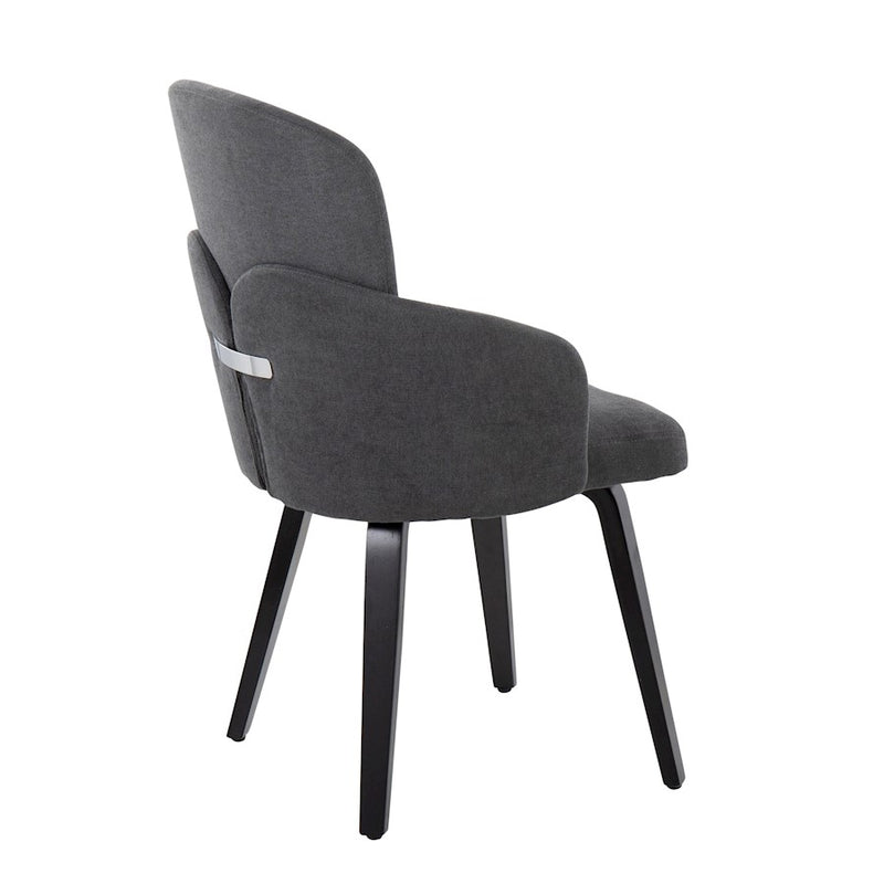 LumiSource Dahlia Dining Chair, Set of 2, Black Wood/GY/Chrome