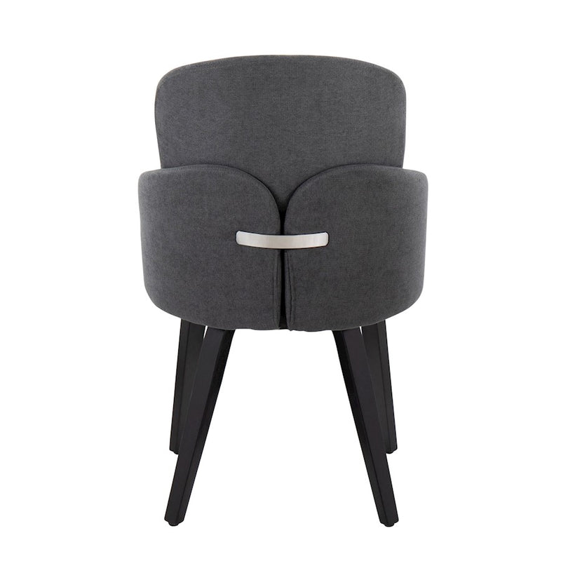 LumiSource Dahlia Dining Chair, Set of 2, Black Wood/GY/Chrome