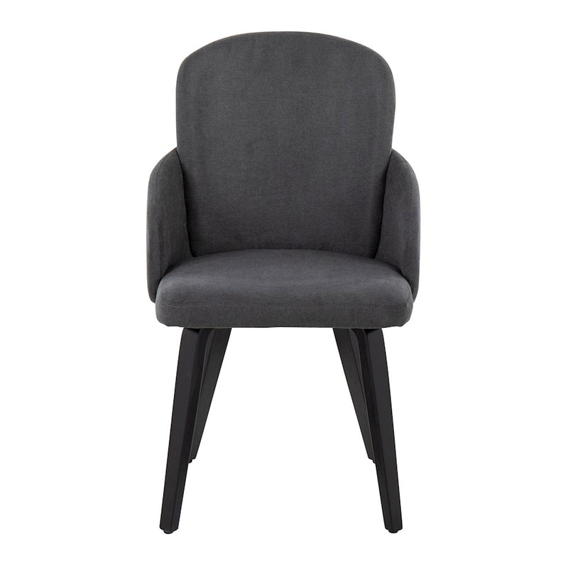 LumiSource Dahlia Dining Chair Set of 2 | Contemporary Black Wood and Grey Fabric with Chrome | Kitchen & Dining Room | Model CH-DAHLIA2-WBKFGY2